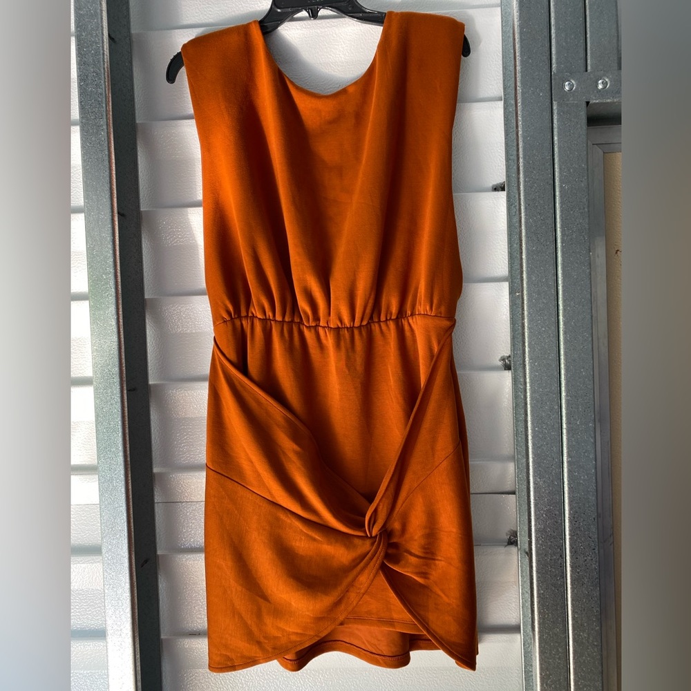 NWT Free People Runaway Womens Knit Wrap Mini Dress Brandy/Orange Size L - Picture 3 of 15